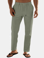 Men's Regular Fit Linen Blend Drawstring Pants Eleven Oasis