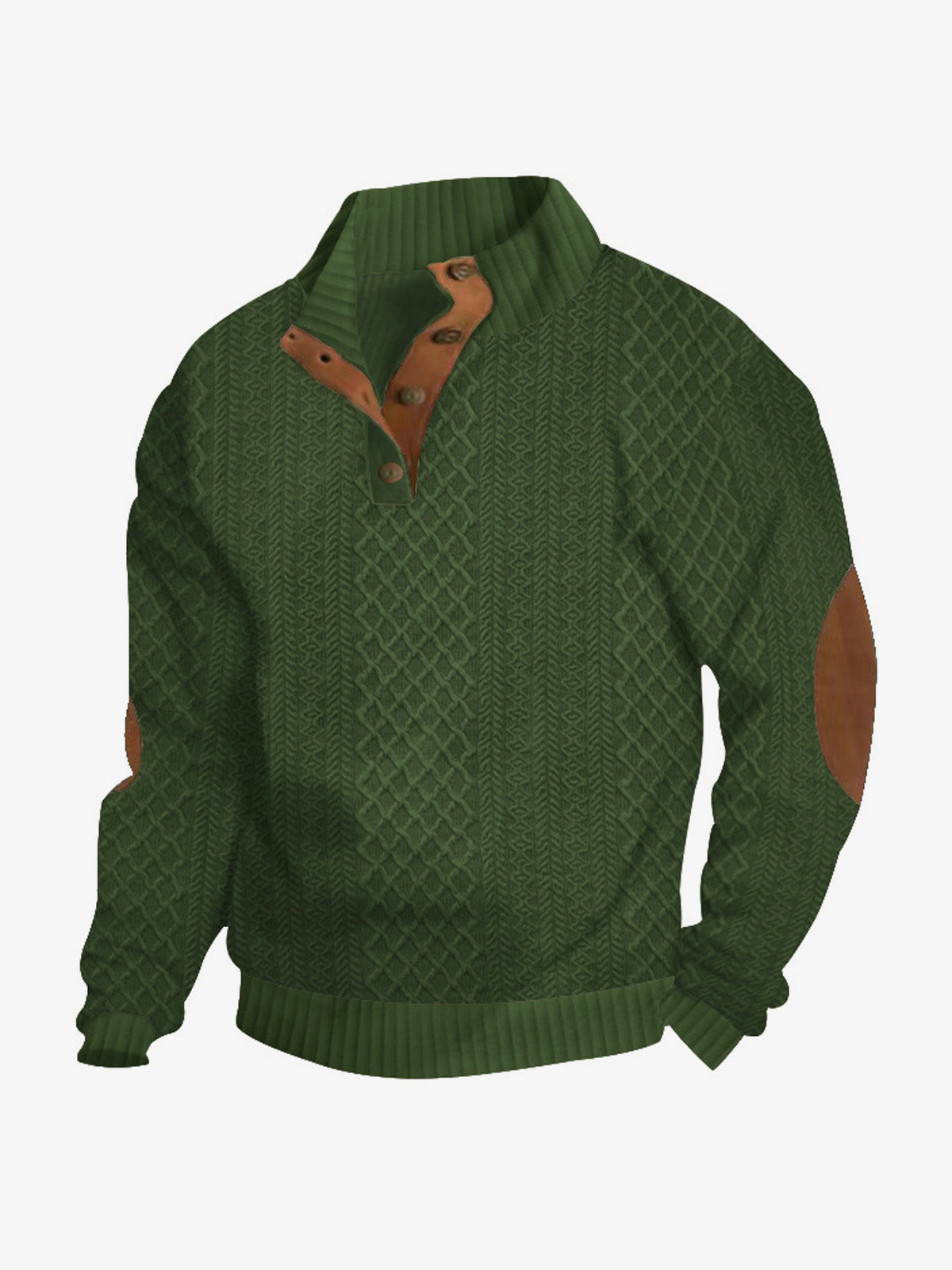 Men's Cable Knit Quarter Button Pullover Sweater ElevenOasis
