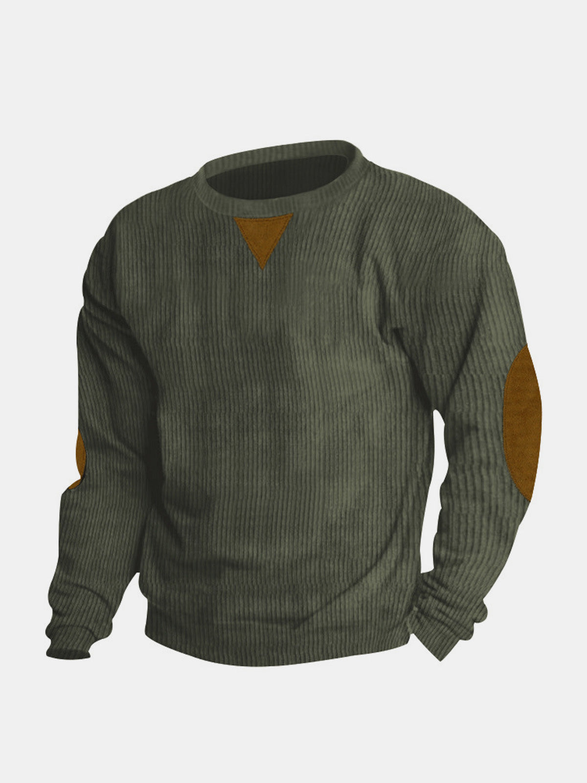 Men's Corduroy Elbow Patch Crew Neck Sweatshirt Eleven Oasis