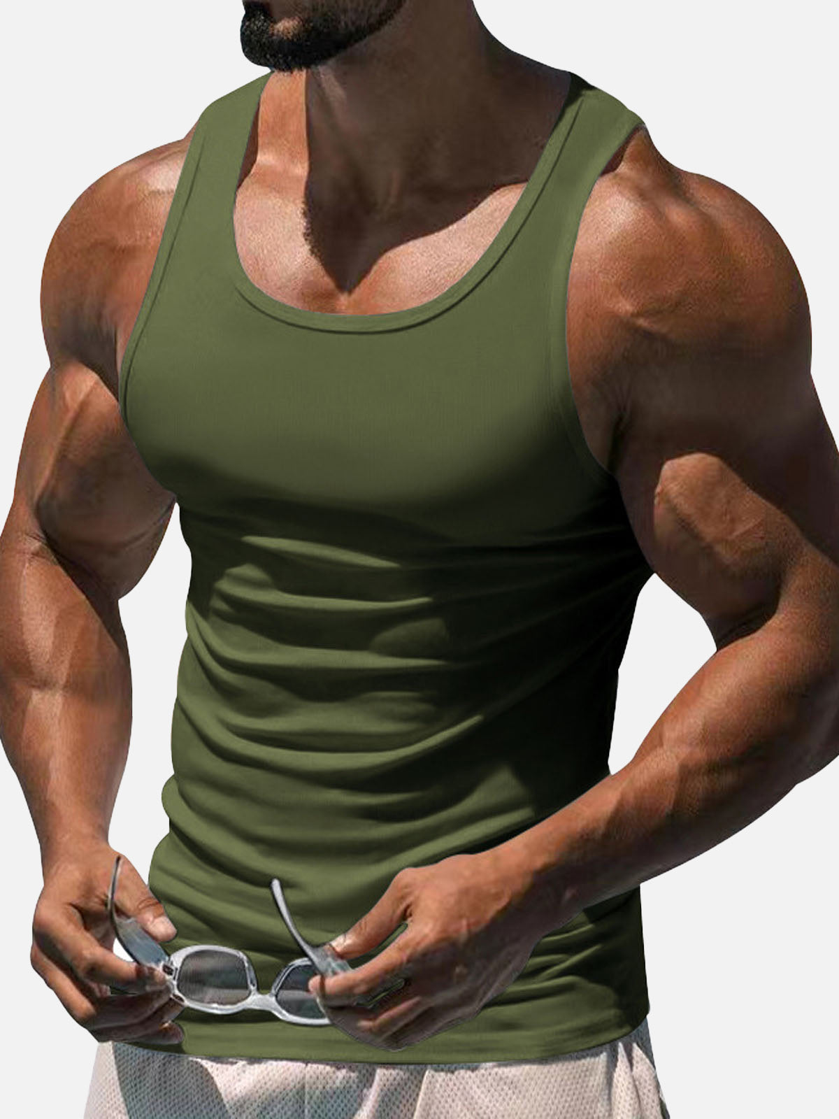 Men's Solid Color Slim Fit Tank Top ElevenOasis