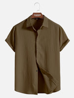 Men's Everyday Crinkle Texture Short Sleeve Shirt ElevenOasis