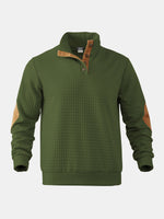 Men's Quilted Elbow Patch Mock Neck Pullover Eleven Oasis