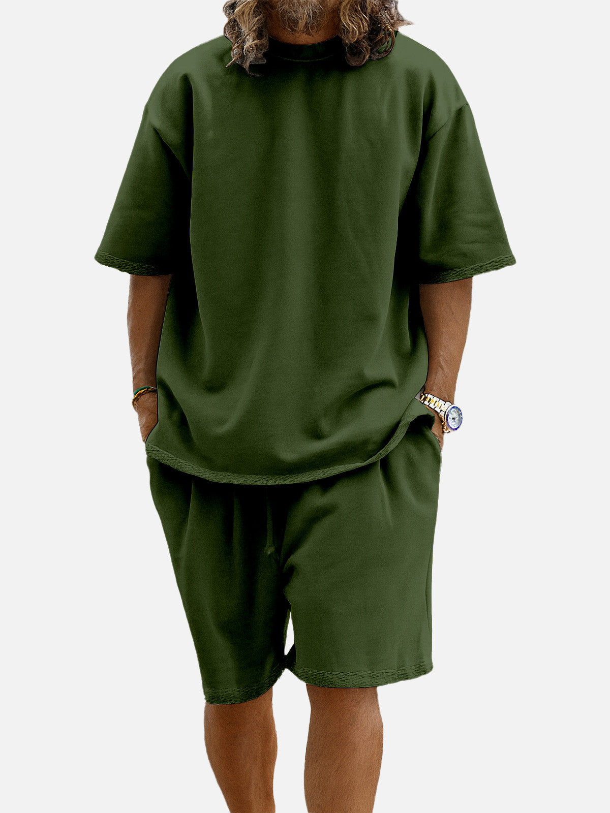 Men's Casual Two-Piece Short Sleeve Shirt and Shorts Set Eleven Oasis