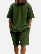 Men's Casual Two-Piece Short Sleeve Shirt and Shorts Set Eleven Oasis