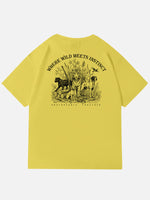 Where Wild Meets Instinct Graphic Cotton T-Shirt Eleven Oasis