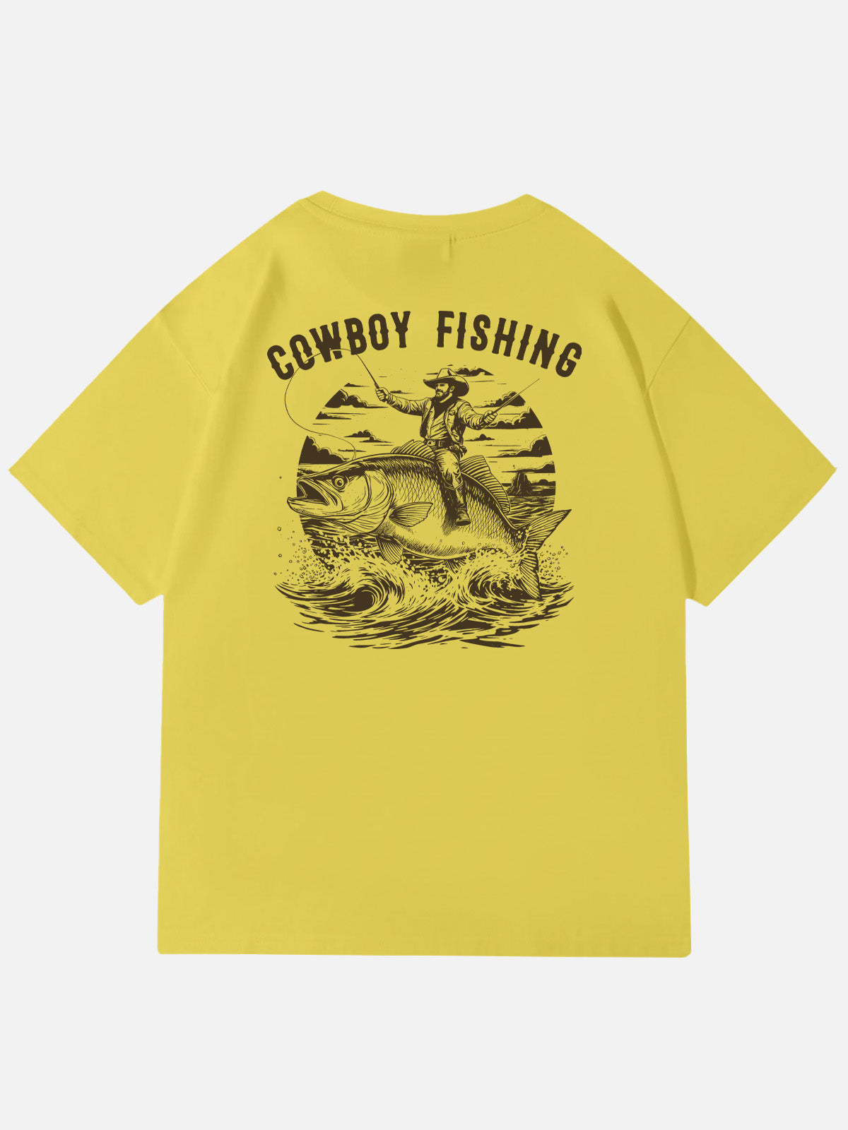 Cowboy Fishing Novelty Cotton T-Shirt Eleven Oasis