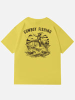 Cowboy Fishing Novelty Cotton T-Shirt Eleven Oasis