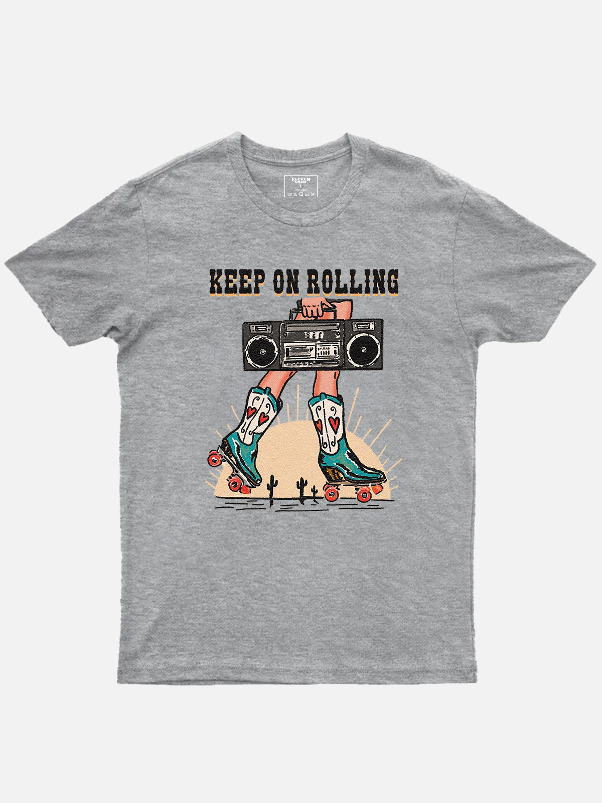 Keep On Rolling Cowboy Boots Cotton T-Shirt Eleven Oasis