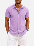 Men's Linen Cotton Blend Short Sleeve Shirt ElevenOasis
