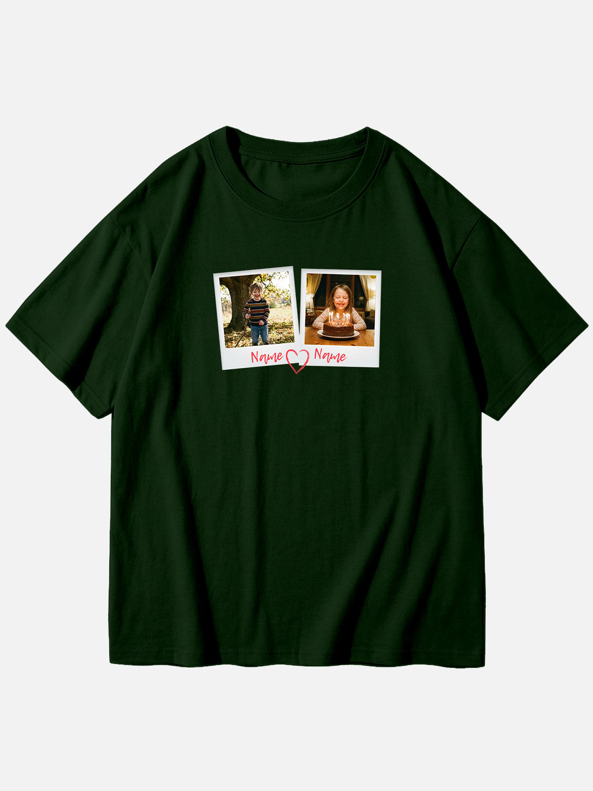 Custom Photos & Names Cotton Short Sleeve T-Shirt Eleven Oasis
