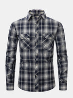 Men's Plaid Button-Down Long Sleeve Shirt Eleven Oasis