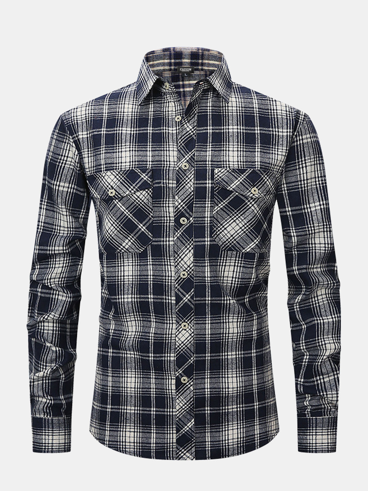 Men's Plaid Button-Down Long Sleeve Shirt Eleven Oasis