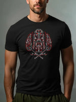 Pinstripe Tiki Art Cotton T-Shirt Eleven Oasis