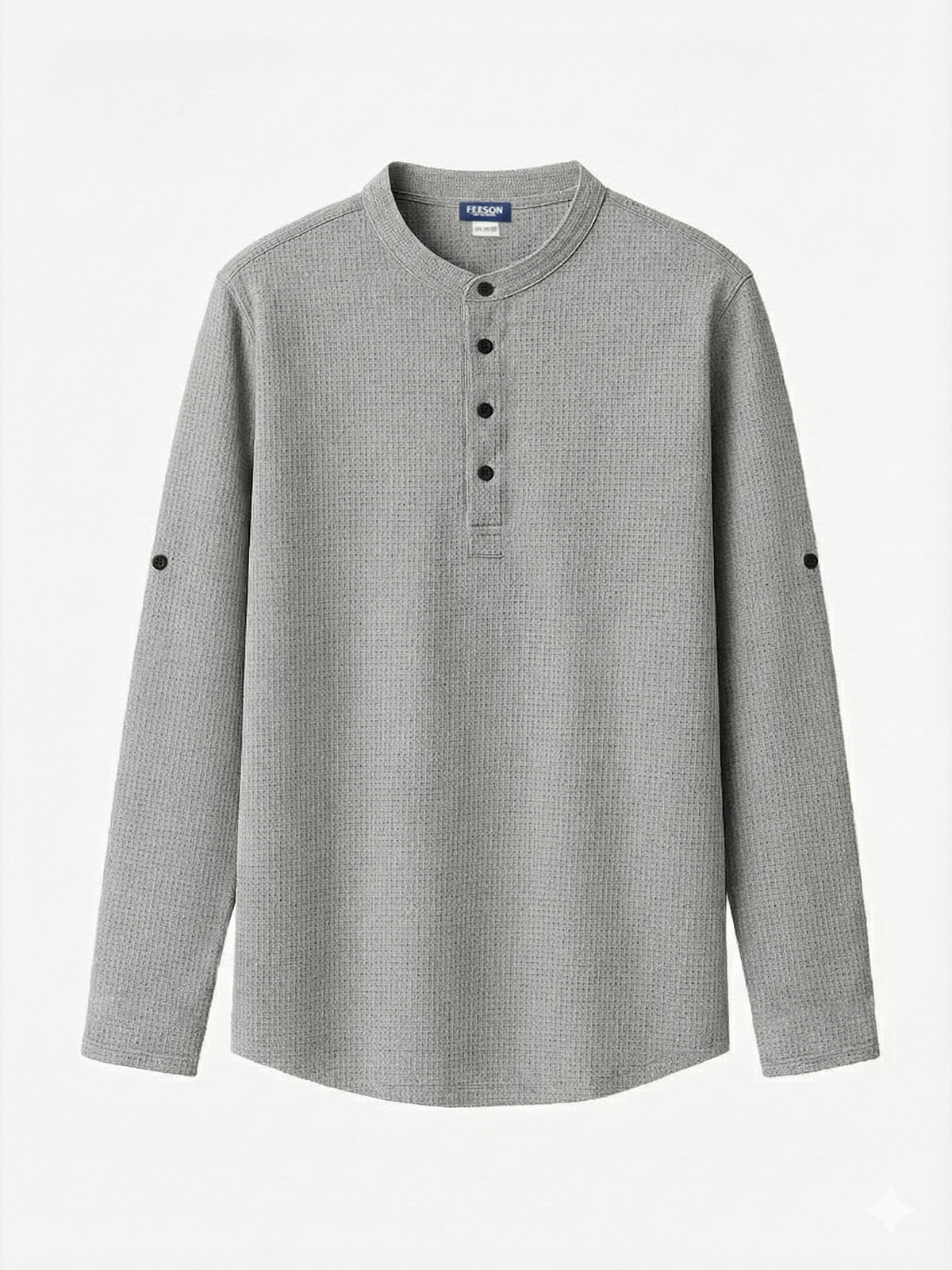 Men's Waffle Knit Henley Long Sleeve Shirt
