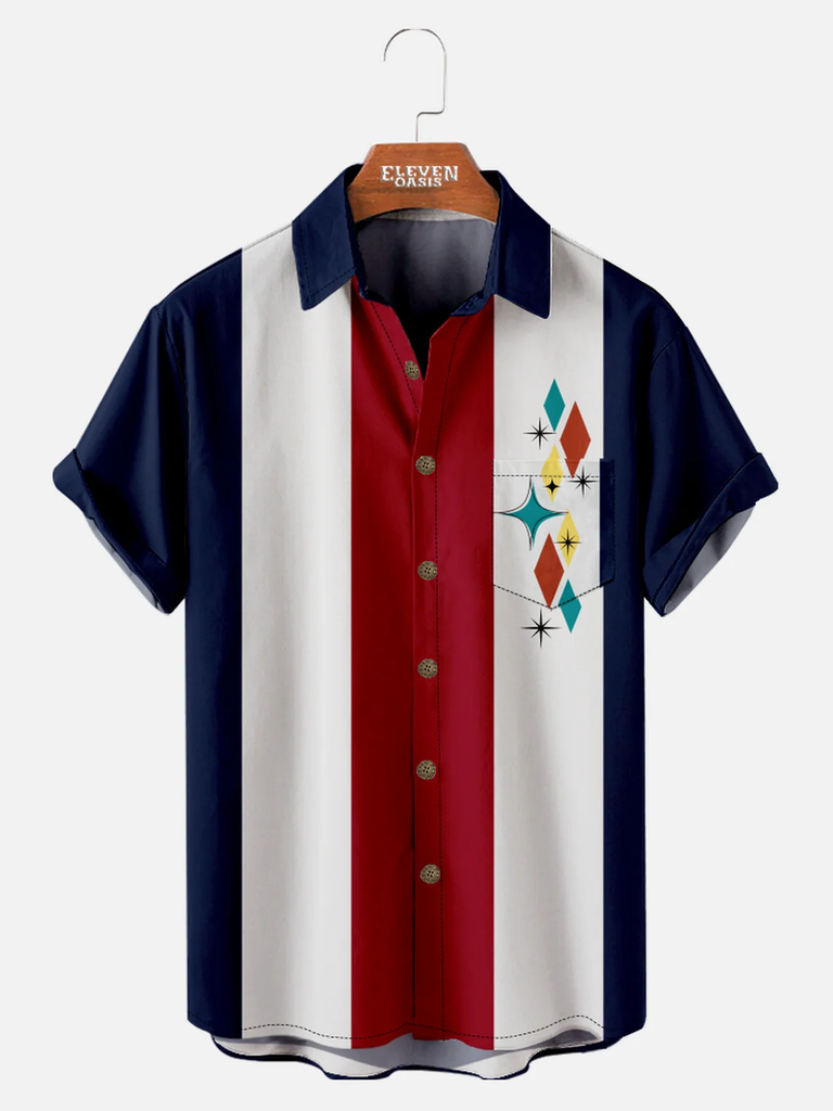 Men's Patriotic Stripe Short Sleeve Shirt Eleven Oasis