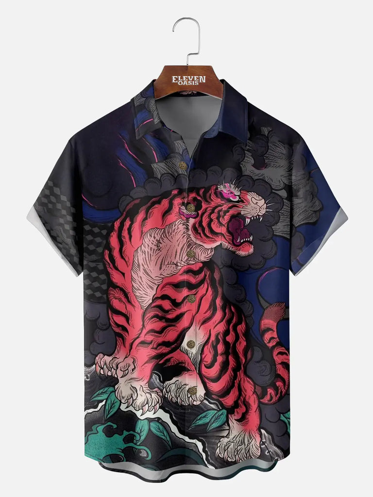 Men's Majestic Asian Tiger Short Sleeve Shirt Eleven Oasis