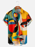 Men's Abstract Art Face Shirt with Chest PocketMens short sleeve shirts Big and tall Mens shirts Short sleeve shirts for men Mens 4xl shirts Casual short sleeve shirts