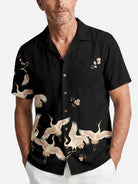 Men's Flying Crane Blossom Short Sleeve Shirt Eleven Oasis