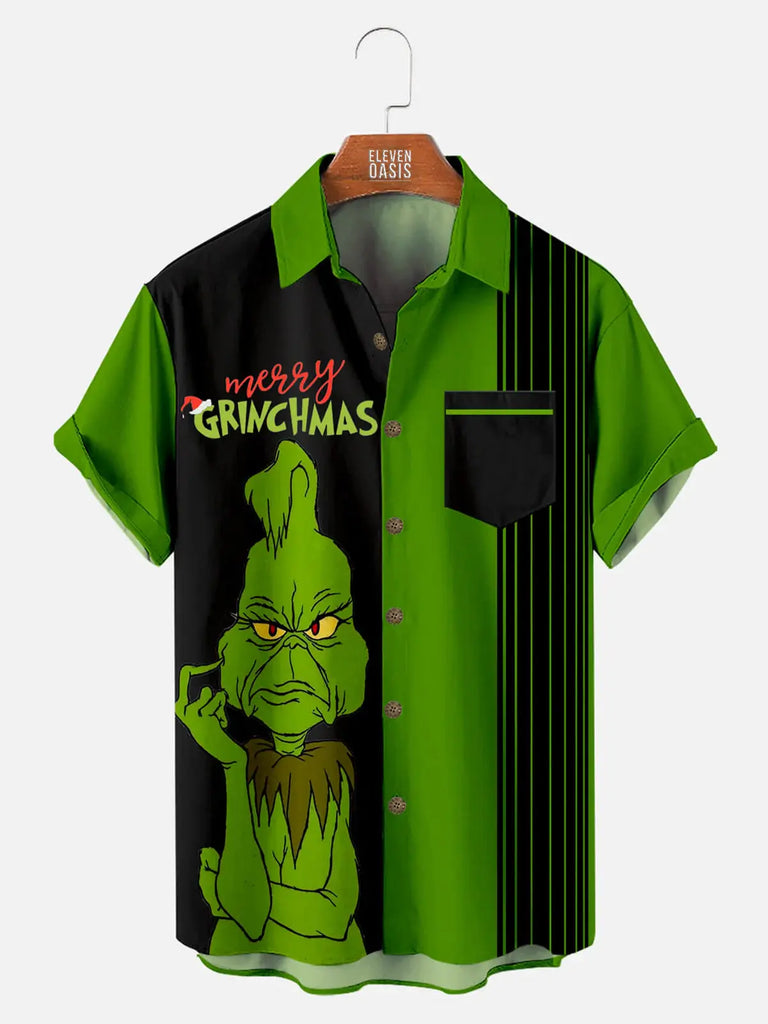 Merry Grinches Men's Short Sleeve Casual ShirtMens short sleeve shirts Big and tall Mens shirts Short sleeve shirts for men Mens 4xl shirts Casual short sleeve shirts