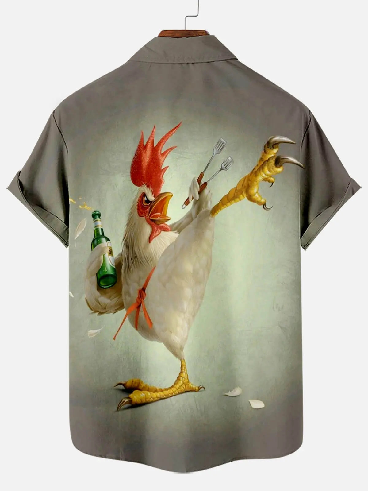 Tall Size Kung fu Rooster Chest Pocket Short Sleeve Casual ShirtMens short sleeve shirts Big and tall Mens shirts Short sleeve shirts for men Mens 4xl shirts Casual short sleeve shirts