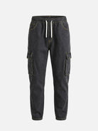 Men's Cargo Pocket Drawstring Denim Jogger Pants ElevenOasis