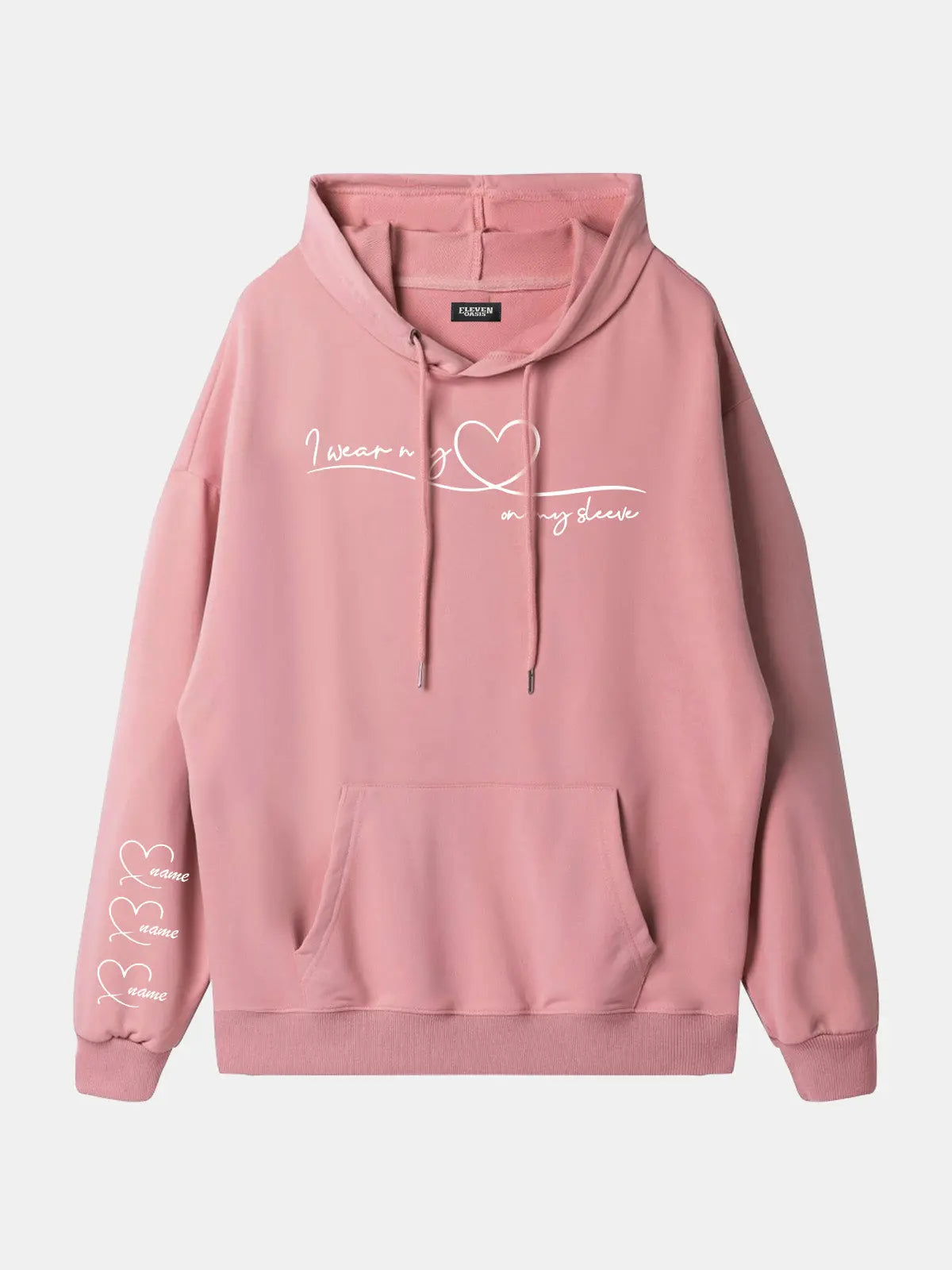 Custom Heart Sleeve Hoodie Eleven Oasis