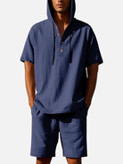 Men's Linen Blend Hooded Short Set Eleven Oasis