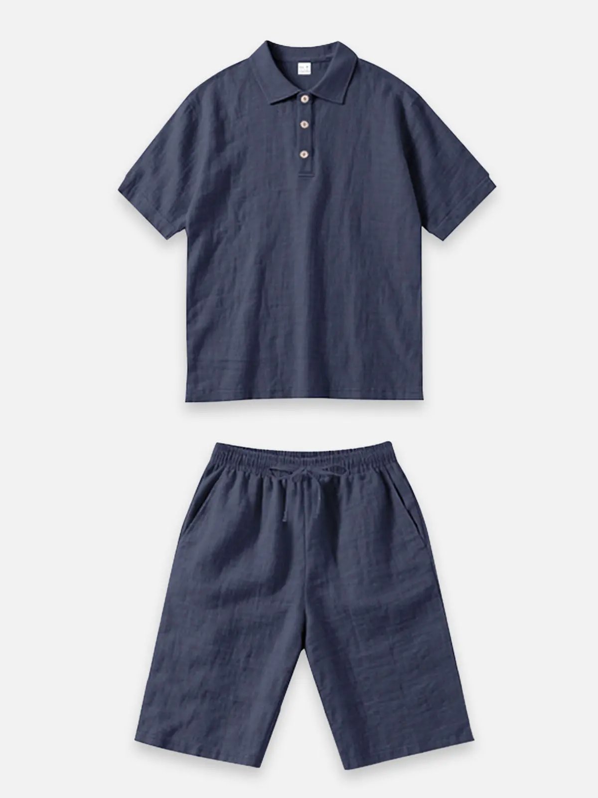 Men's Linen Blend Polo Short Set ElevenOasis