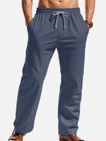 Men's Pinstripe Linen Blend Drawstring Pants ElevenOasis