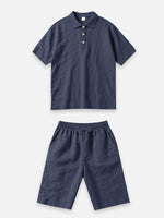 Men's Linen Blend Polo Short Set Eleven Oasis