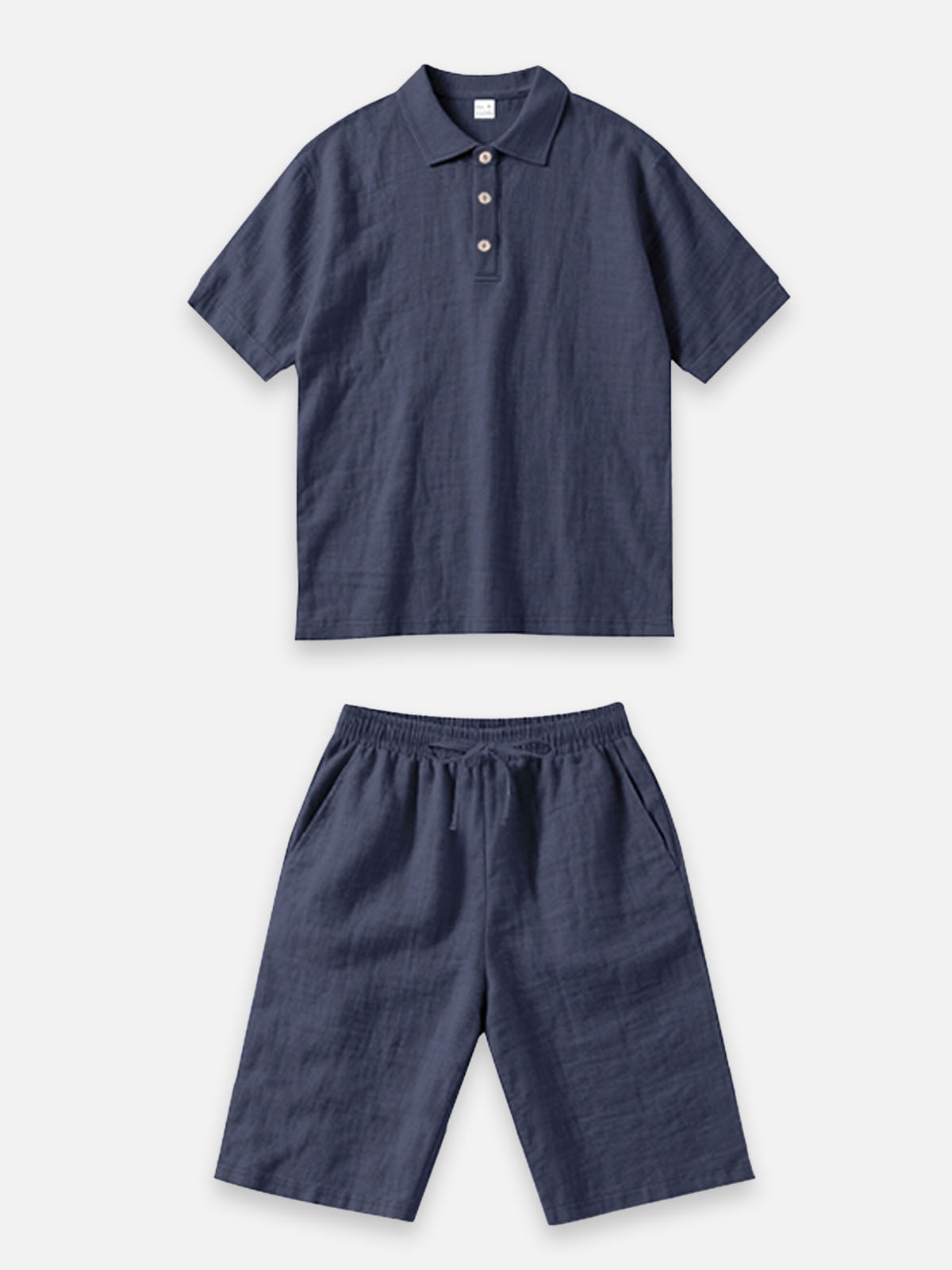 Men's Linen Blend Polo Short Set Eleven Oasis