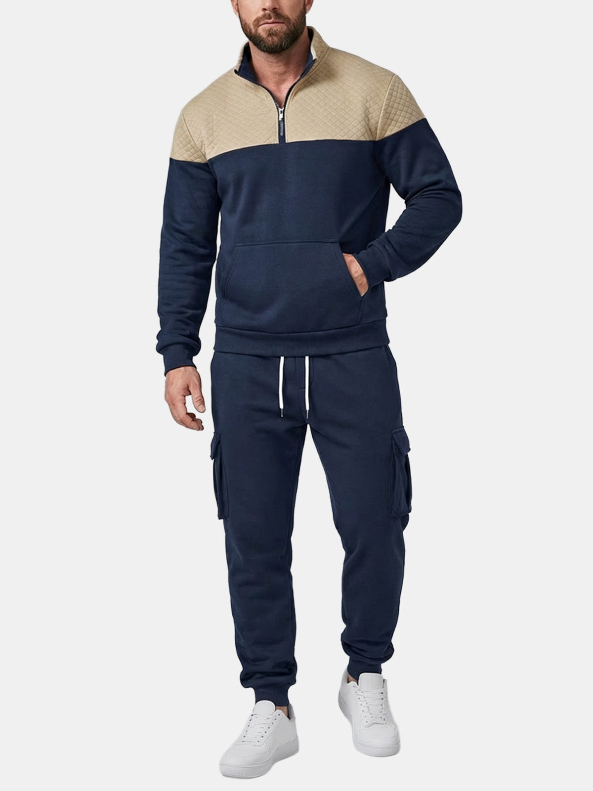Men's Colorblock Quarter-Zip Tracksuit Set Eleven Oasis