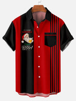 Christmas Santa Drinking Beer Striped Pattern Men's Short Sleeve ShirtMens short sleeve shirts Big and tall Mens shirts Short sleeve shirts for men Mens 4xl shirts Casual short sleeve shirts