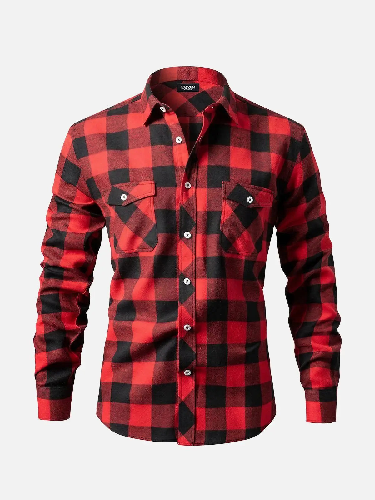 Men's Brushed Buffalo Check Double Pocket Long Sleeve Flannel Shirt Eleven Oasis