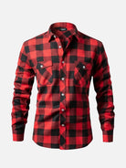 Men's Brushed Buffalo Check Double Pocket Long Sleeve Flannel Shirt Eleven Oasis