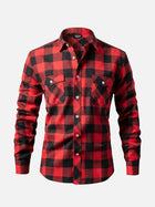 Men's Brushed Buffalo Check Double Pocket Long Sleeve Flannel Shirt