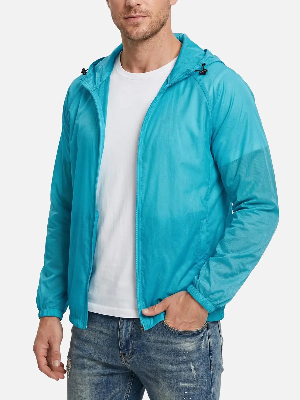 Men's Slim Fit Packable Hooded Outdoor Jacket Eleven Oasis
