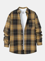 Men’s Button-Down Plaid Long Sleeve Shirt Eleven Oasis