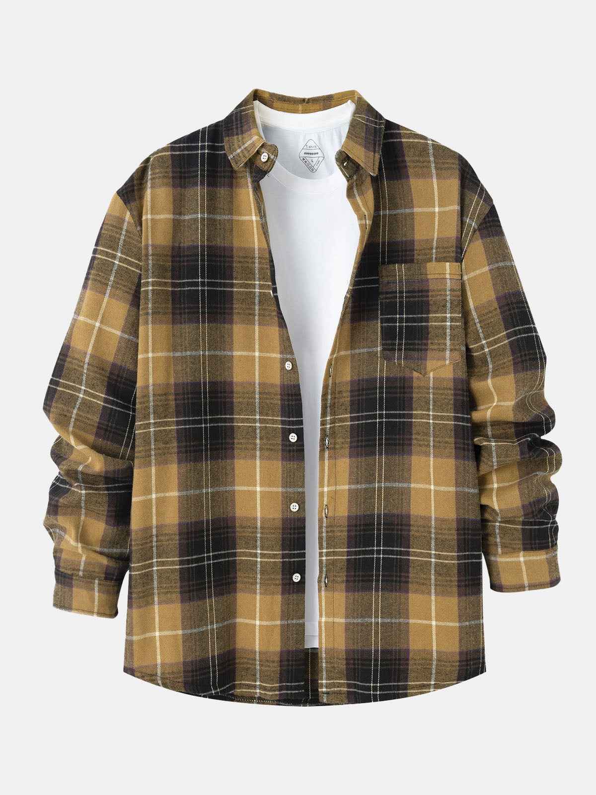 Men’s Button-Down Plaid Long Sleeve Shirt Eleven Oasis