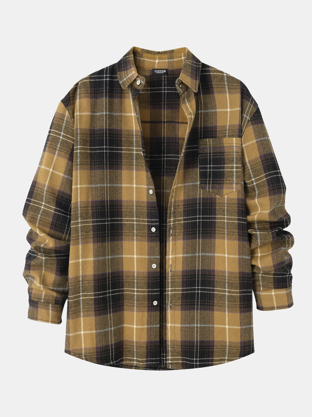 Men's Button-Down Plaid Long Sleeve Shirt