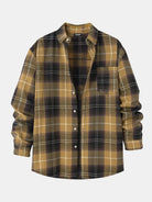 Men's Button-Down Plaid Long Sleeve Shirt ElevenOasis