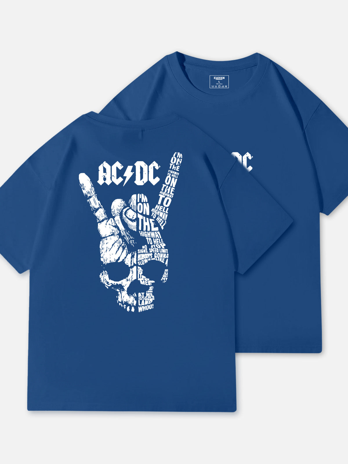 AC/DC Highway to Hell Rock Hand Vintage Band Cotton T-Shirt Eleven Oasis
