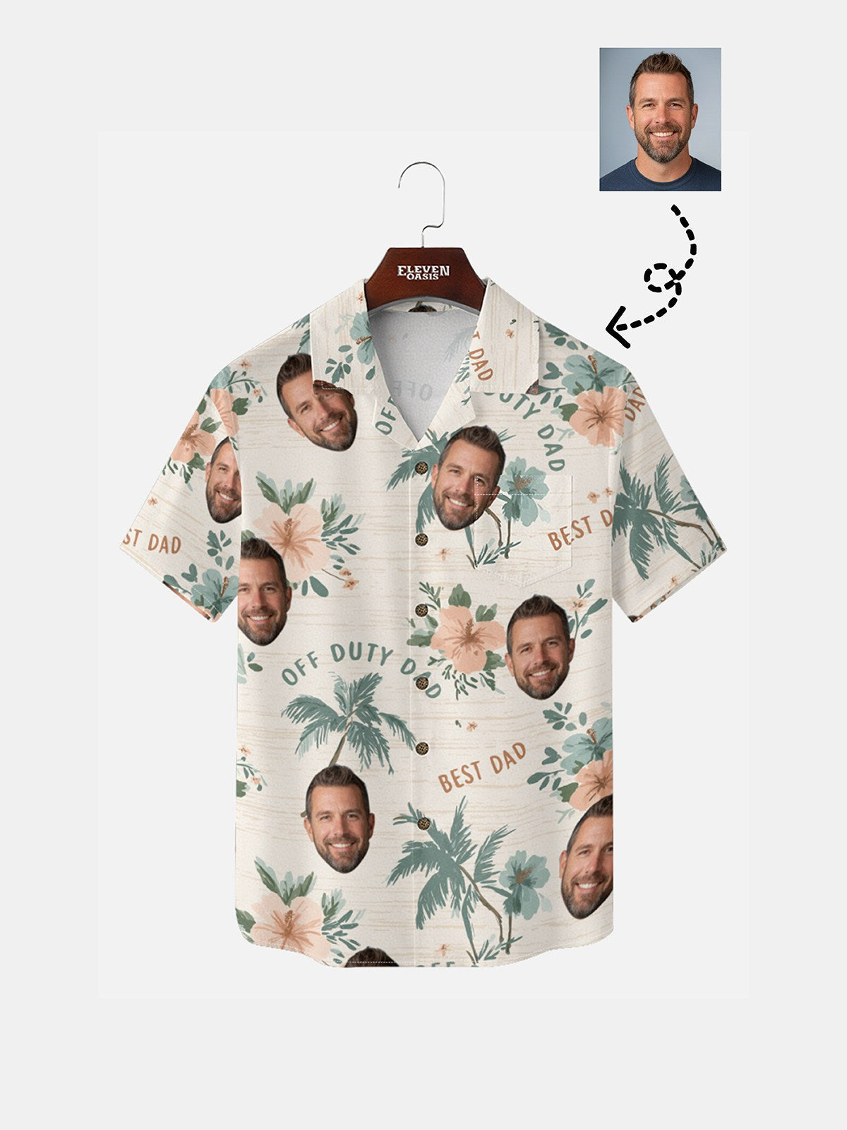 Men's Custom Face "Best Dad" Hawaiian Short Sleeve Shirt Eleven Oasis
