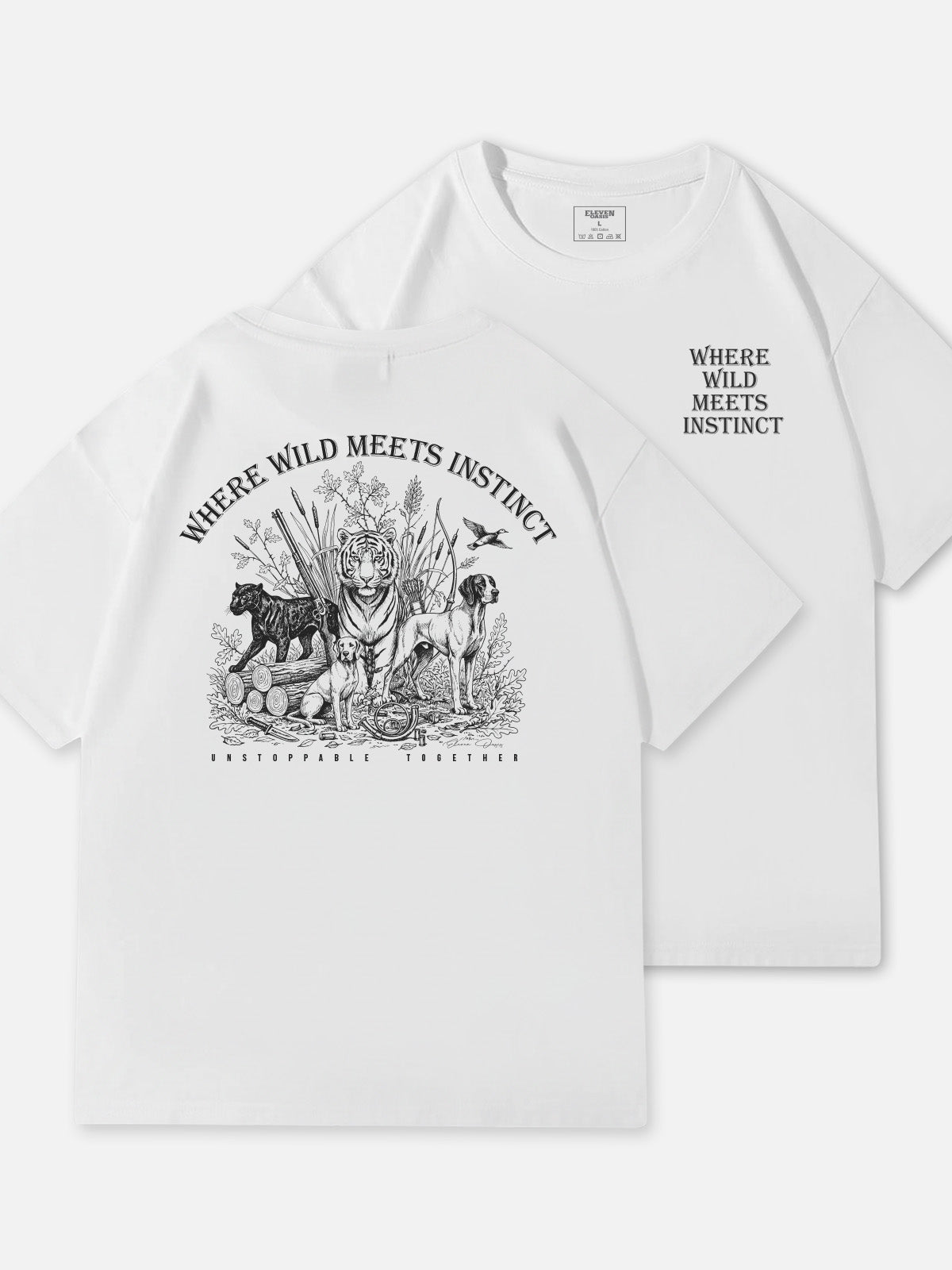 Where Wild Meets Instinct Graphic Cotton T-Shirt Eleven Oasis