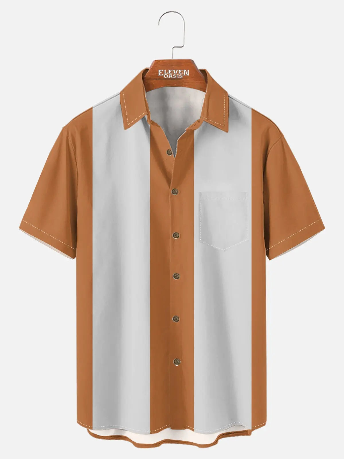 Men's Basic 50s Style Bowling Short Sleeve Shirt ElevenOasis