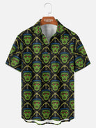Tall Men's Frankenstein Print Short Sleeve Shirt Eleven Oasis