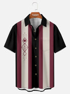 Men's Kingpin Stripe Bowling Short Sleeve Shirt Eleven Oasis