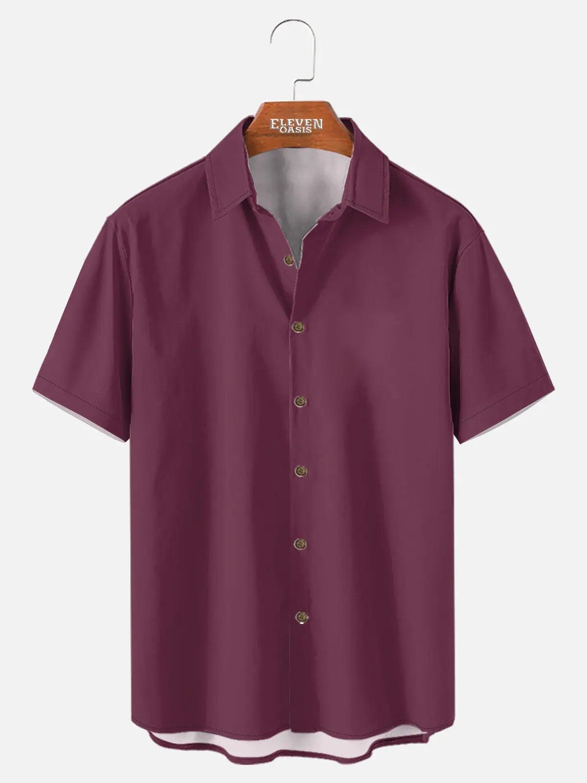 Tall Men's Casual Linen-Feel Printed Solid Color Button Short Sleeve Shirt ElevenOasis