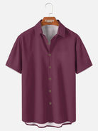 Tall Men's Casual Linen-Feel Printed Solid Color Button Short Sleeve Shirt ElevenOasis