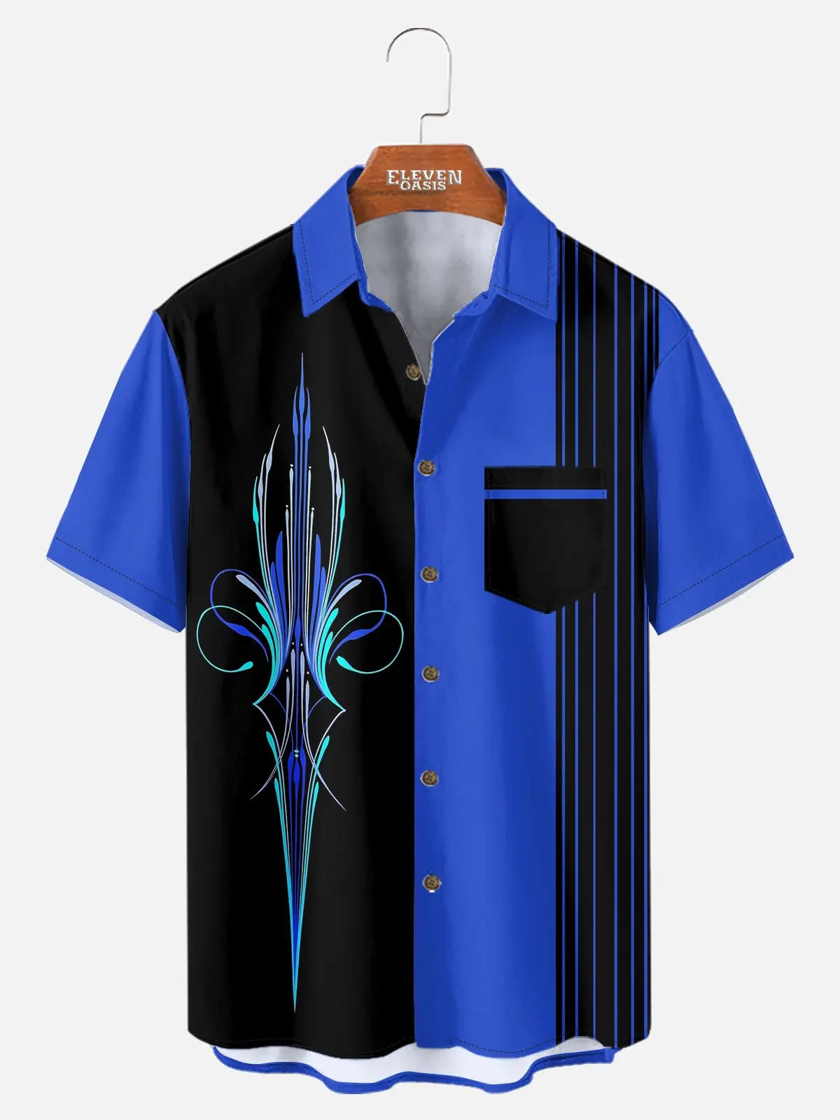 Tall Men's Blue Pinstripe Hot Rod Short Sleeve Shirt